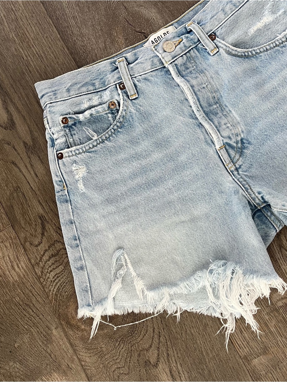 AGOLDE Parker Long High Rise Cutoff Denim Jean Shorts Size 26 - Picture 5 of 10